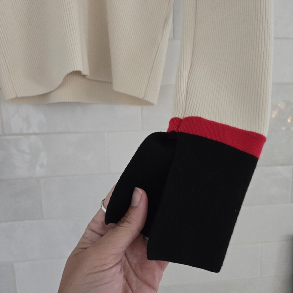 Alice + Olivia Pia Ribbed Polo Shirt Wool-Blend Colorblock Collar Sweater Knit S - Picture 4 of 9